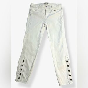 J. Brand Suvi Studded Ankle Cropped White Jeans 31 Nautical Coastal Modern Y2K